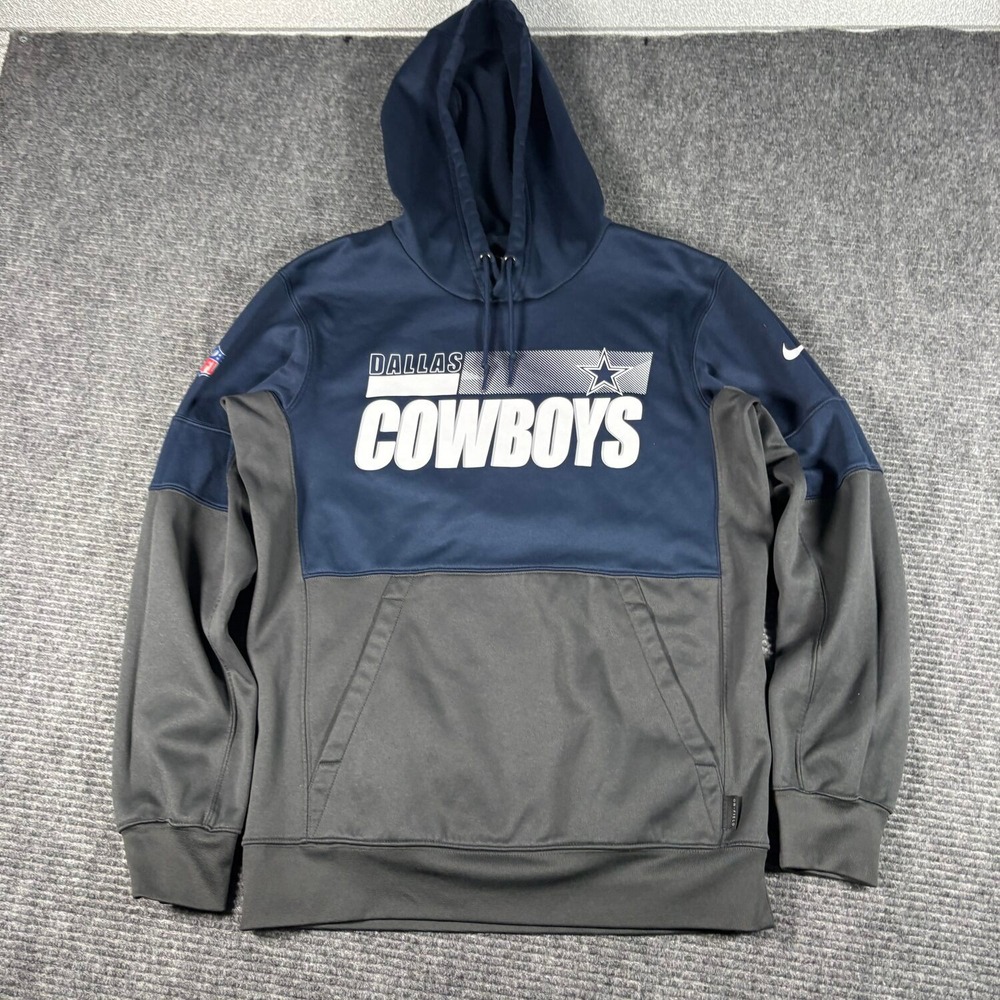 Nike Dallas Cowboys Hoodie Mens Small Navy Gray Excellent NFL Dri-FIT Fleece
